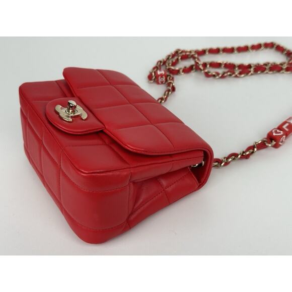 Chanel Lambskin Resin Crystal Square Quilted Monacoco Mini Flap Red C-6 - Picture 8 of 16